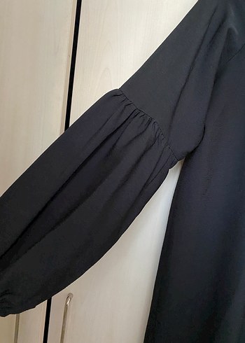 Düğmeli Siyah Uzun gömlek - Görsel 2