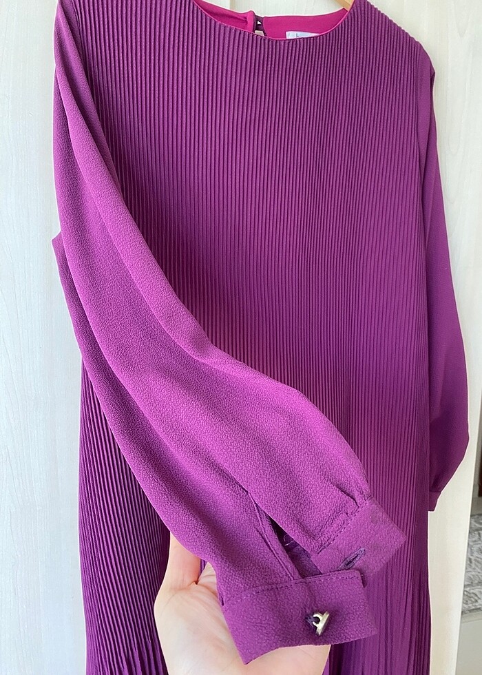 Mürdüm renk şifon tunik - Görsel 4