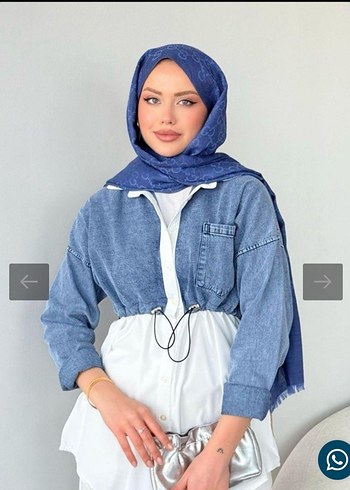 2K Kadın Beyaz Batik Desenli Belden Bağlamalı Denim Ceket