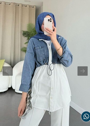 Kadın Beyaz Batik Desenli Belden Bağlamalı Denim Ceket