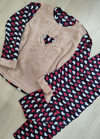 Polar peluş kışlık pijama takımı 