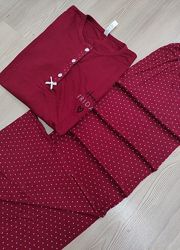 xl Beden bordo Renk viskon pijama takımı