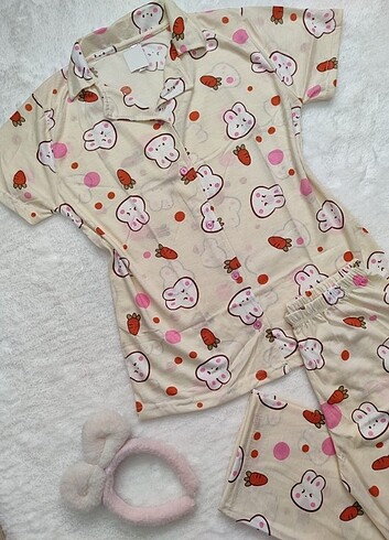 l Beden Kısa kollu gömlek pijama takımı