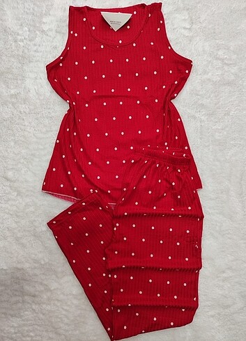 Yazlık pijama takımı kısa kol pamuklu askılı 