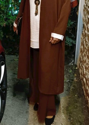 Uzun Kahverengi Kadın Takım - Görsel 3