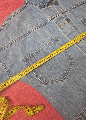 Düğmeli Bol Kesim Kadın Kot Ceket - Görsel 5