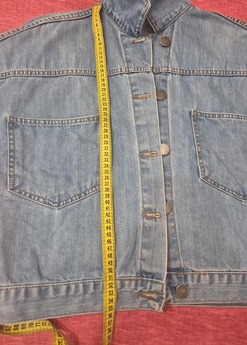 Düğmeli Bol Kesim Kadın Kot Ceket - Görsel 4