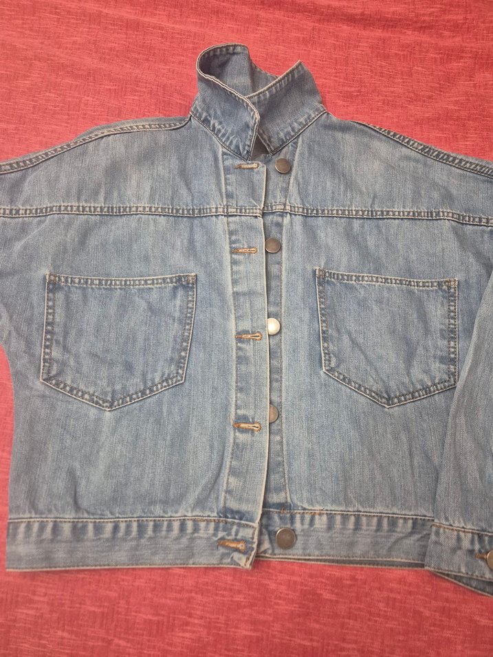 Düğmeli Bol Kesim Kadın Kot Ceket - Görsel 3