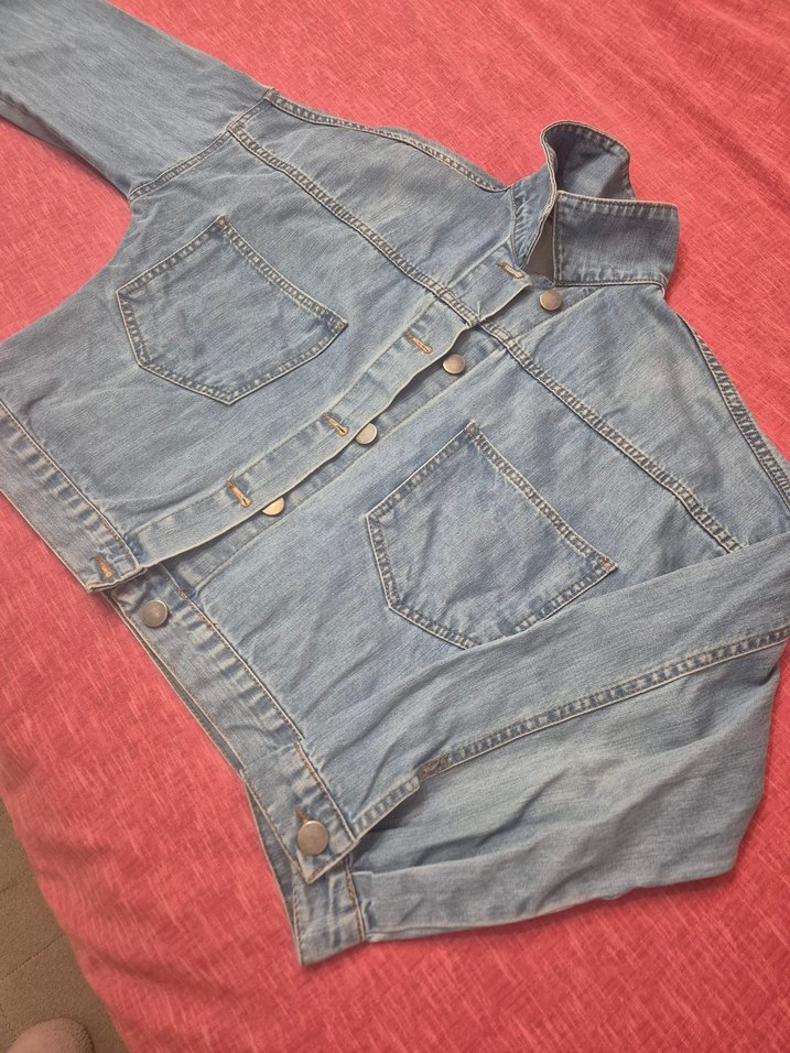 Düğmeli Bol Kesim Kadın Kot Ceket - Görsel 2