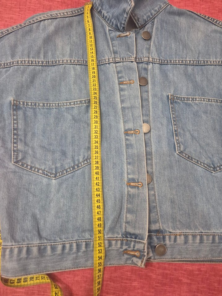 Düğmeli Bol Kesim Kadın Kot Ceket - Görsel 4