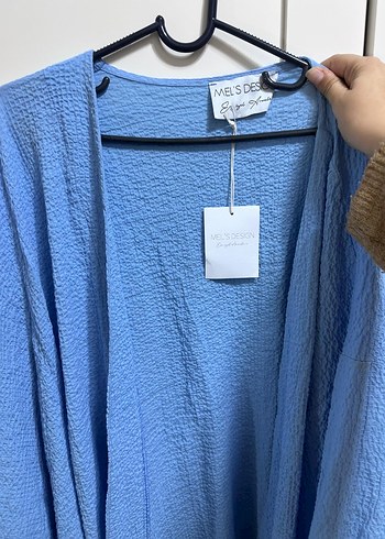 Mavi Bağlamalı Salaş Uzun Kadın Sabahlık - Görsel 4