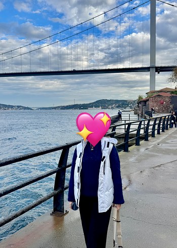 Kadın Beyaz Kapitone Yelek Yüksek Yakalı - Görsel 2