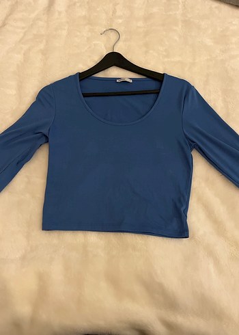 Mavi Uzun Kollu Basic Kadın Tişört addax - Görsel 4