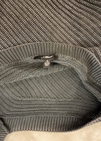 Gri V Yaka Triko Kadın Kazak - Görsel 2