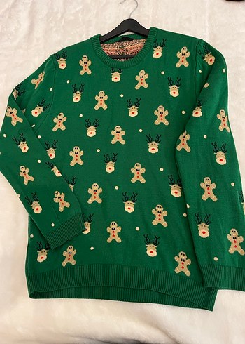 Nakışlı Kırmızı Kadın Triko Kazak ve yeşil kazak - Görsel 7