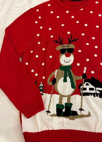 Nakışlı Kırmızı Kadın Triko Kazak ve yeşil kazak - Görsel 4