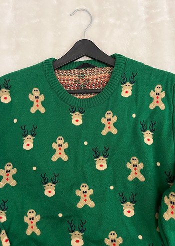 Nakışlı Kırmızı Kadın Triko Kazak ve yeşil kazak - Görsel 6