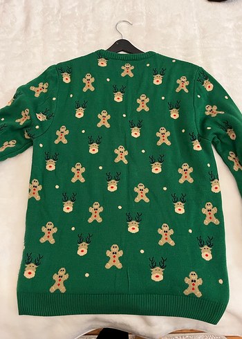 Nakışlı Kırmızı Kadın Triko Kazak ve yeşil kazak - Görsel 8