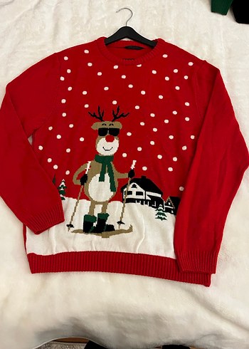 Nakışlı Kırmızı Kadın Triko Kazak ve yeşil kazak - Görsel 2