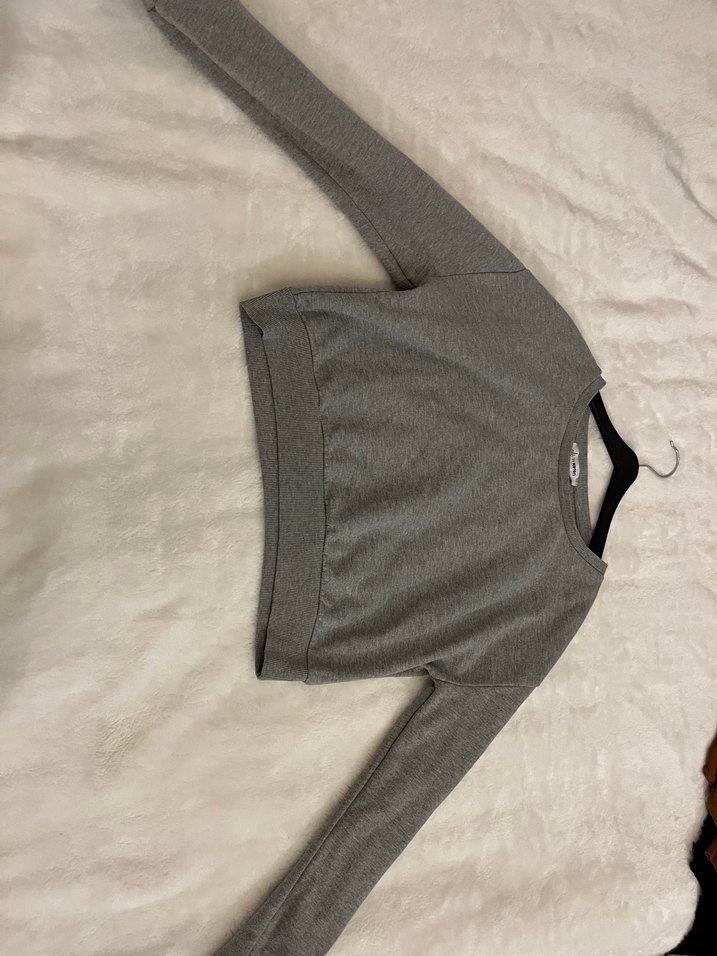 Gri Kadın Pamuklu Sweatshirt - Görsel 3