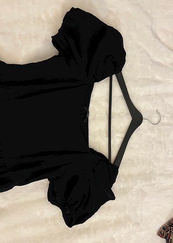 Siyah Mini Keten Elbise - Görsel 4