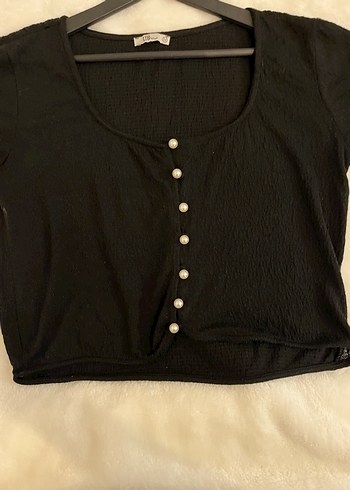 Düğmeli Siyah ve kırmızı bluz 2li - Görsel 2