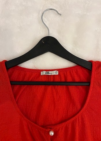 Düğmeli Siyah ve kırmızı bluz 2li - Görsel 4