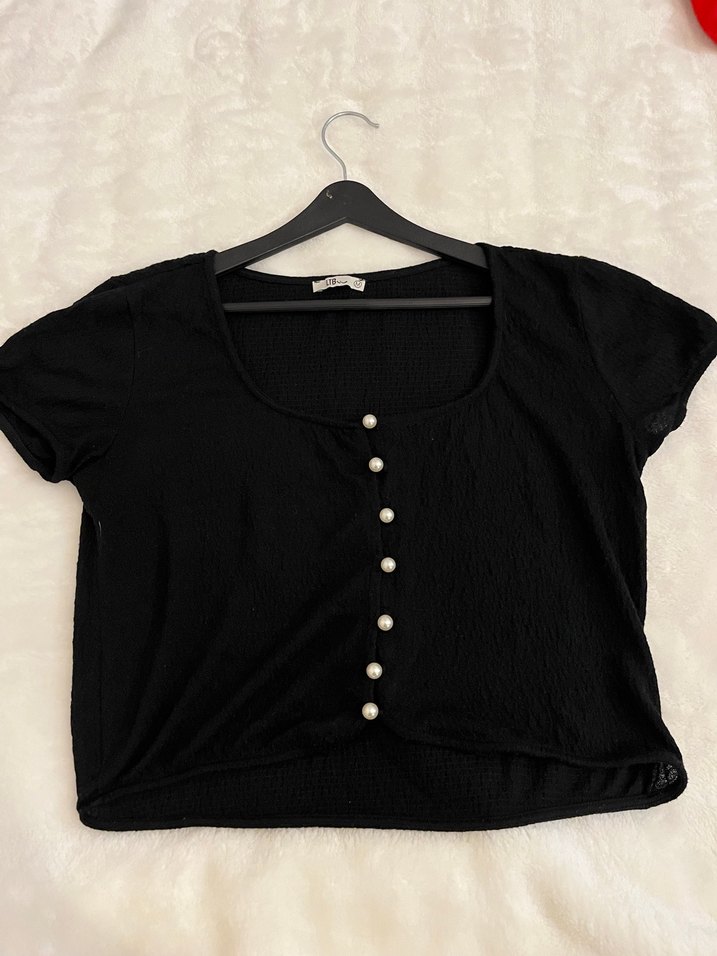 Düğmeli Siyah ve kırmızı bluz 2li - Görsel 3