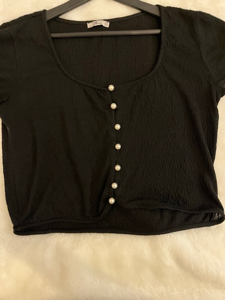 Düğmeli Siyah ve kırmızı bluz 2li - Görsel 2