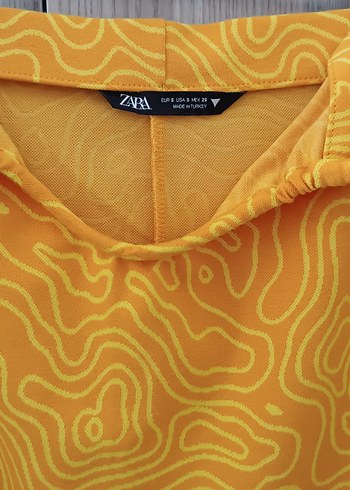 Zara Sarı Bağlama Desenli Uzun Etek