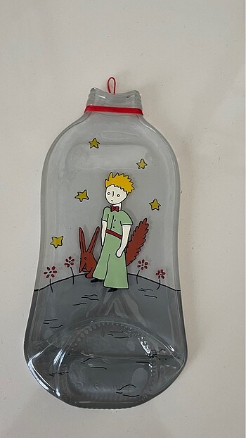 Küçük prens tasarımlı ezilmiş cam şişe
