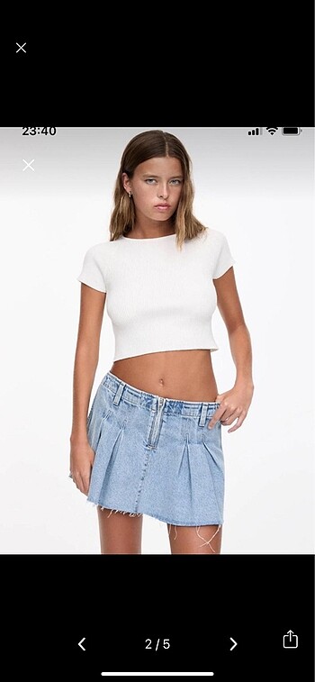Pull and Bear Pull and bear etiketli pilili denim etek