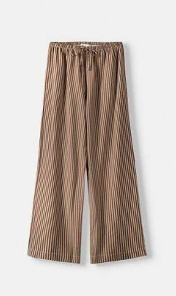 xs Beden kahverengi Renk BERSHKA etiketli çizgili pantolon