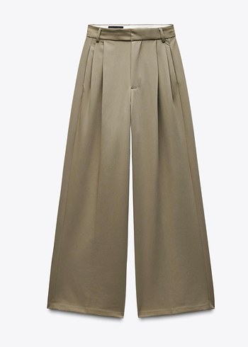 Zara Bej Pilili Kadın Kumaş Pantolon