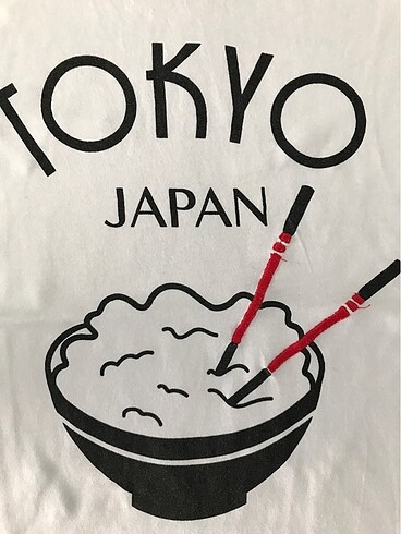 s Beden beyaz Renk Mango Beyaz Tişört Tokyo Japonya Desenli