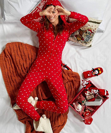 Kalpli Kırmızı Tulum Gecelik Pijama