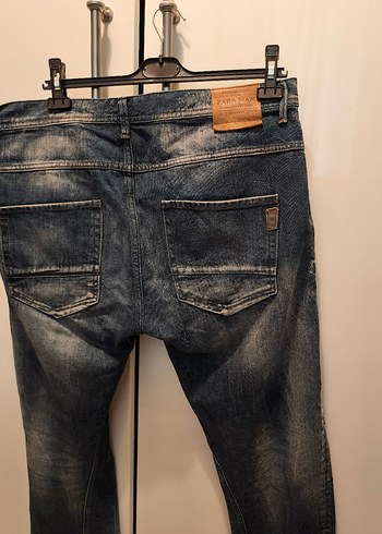 ZARA Mavi Denim Erkek Kot Pantolon - Görsel 3