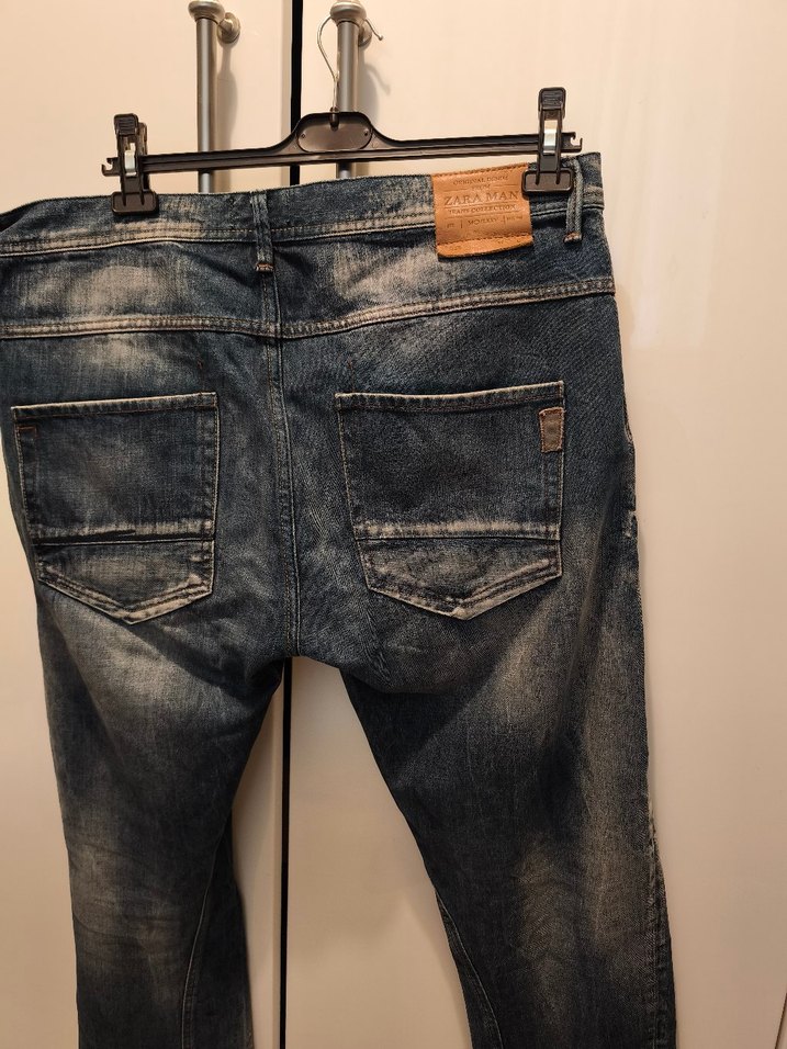 ZARA Mavi Denim Erkek Kot Pantolon - Görsel 3