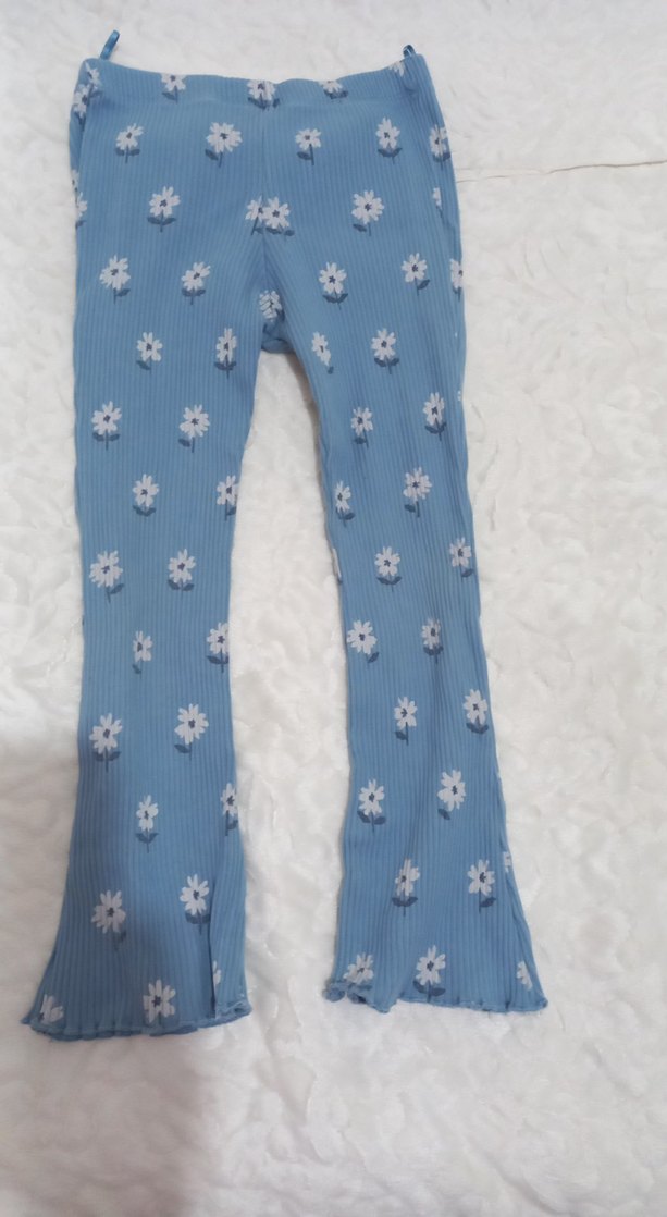 Mavi Çiçekli Kız Çocuk Tayt - Görsel 2