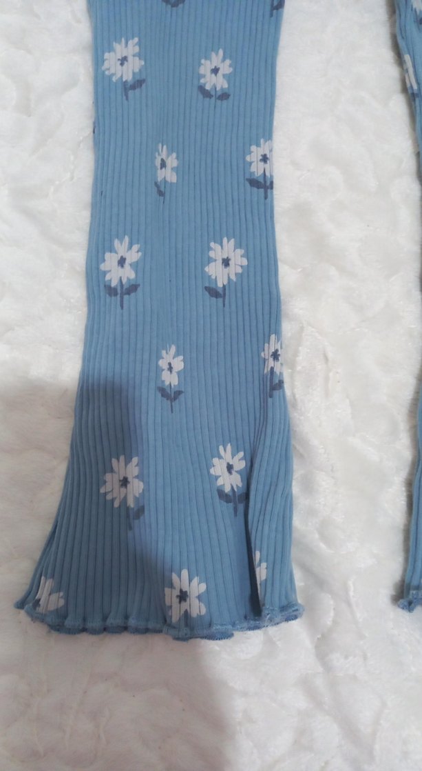 Mavi Çiçekli Kız Çocuk Tayt - Görsel 4