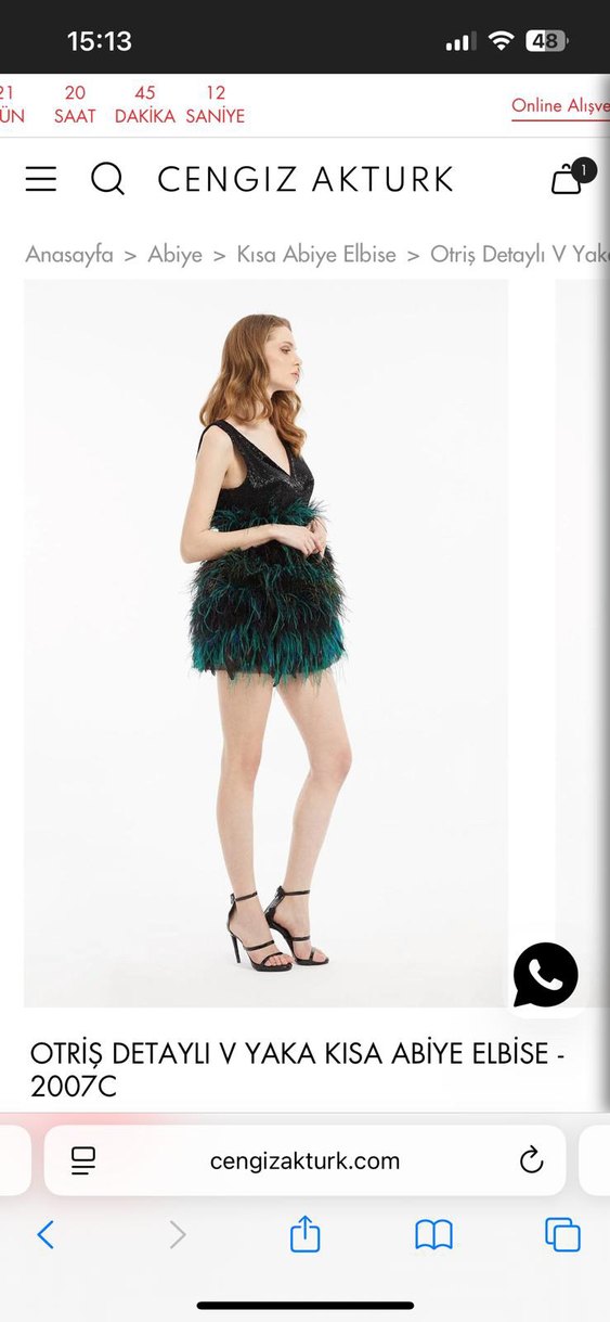 Kürk Detaylı V Yaka Siyah Mini Abiye Elbise - Görsel 2