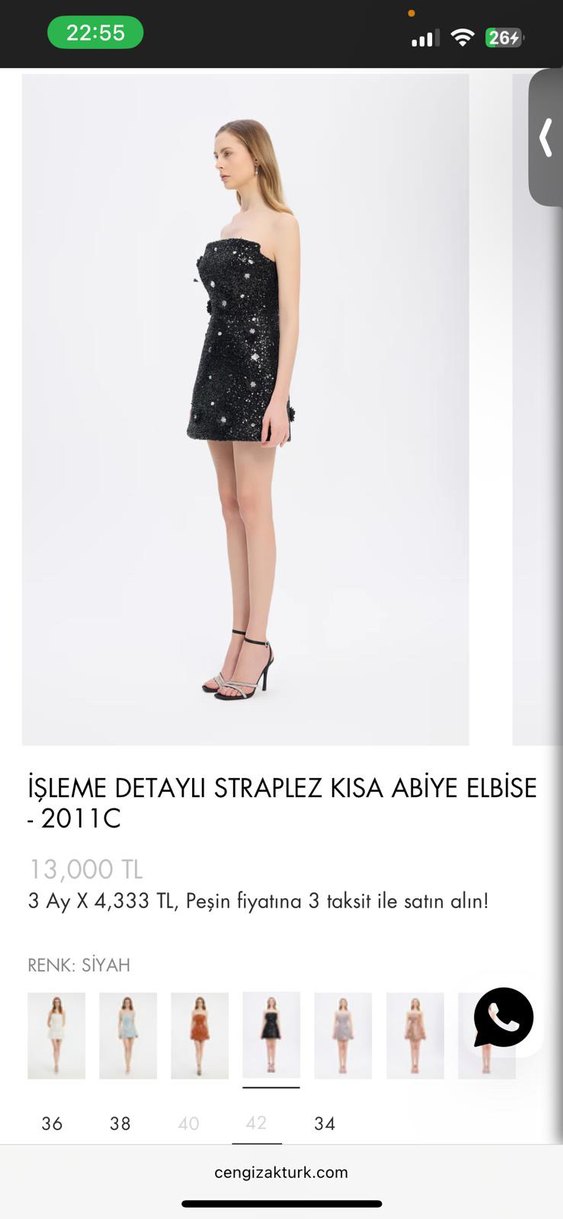 İşlemeli Straplez Mini Abiye Elbise - Görsel 4