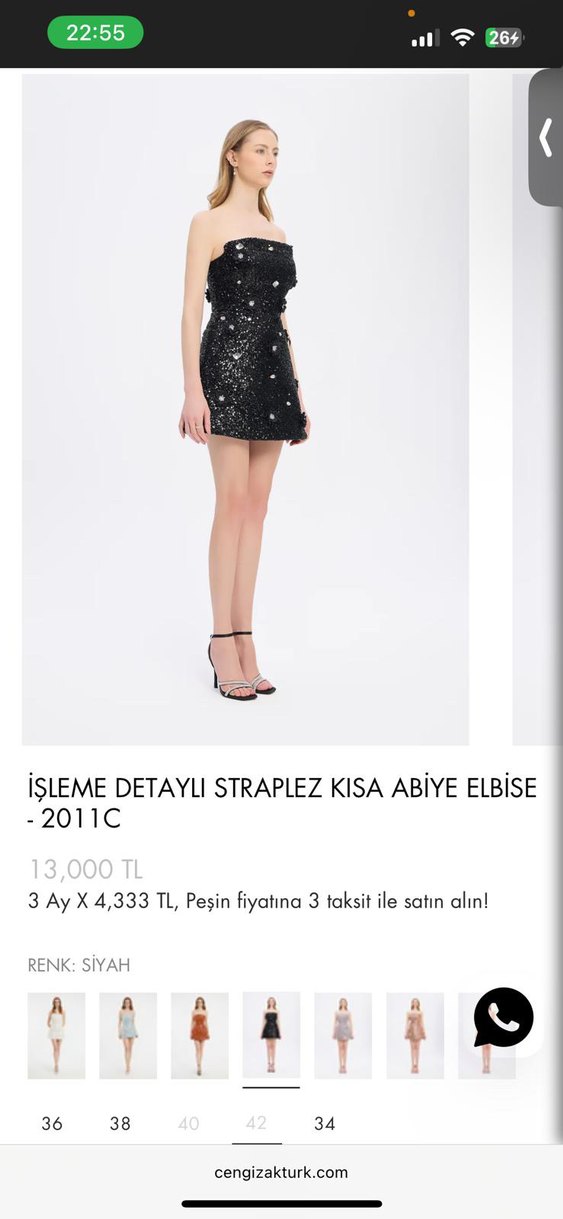İşlemeli Straplez Mini Abiye Elbise - Görsel 3