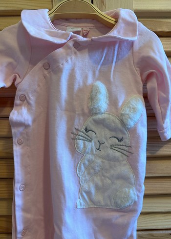 Düğmeli Pembe Baskılı Bebek Tulum B&G Store 6/9 Ay - Görsel 7