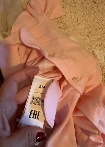 Düğmeli Pembe Baskılı Bebek Tulum B&G Store 6/9 Ay - Görsel 6