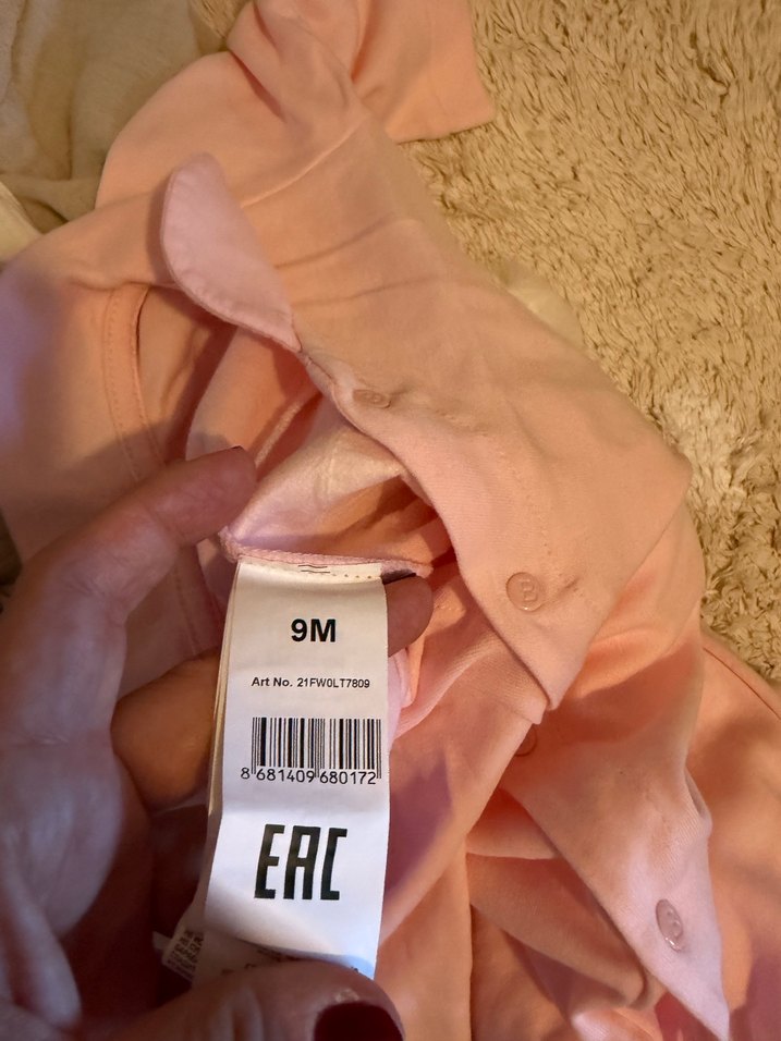 Düğmeli Pembe Baskılı Bebek Tulum B&G Store 6/9 Ay - Görsel 3