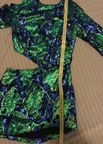 Renkli Payetli Mini elbise - Görsel 9