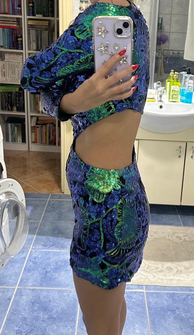 Renkli Payetli Mini elbise - Görsel 2