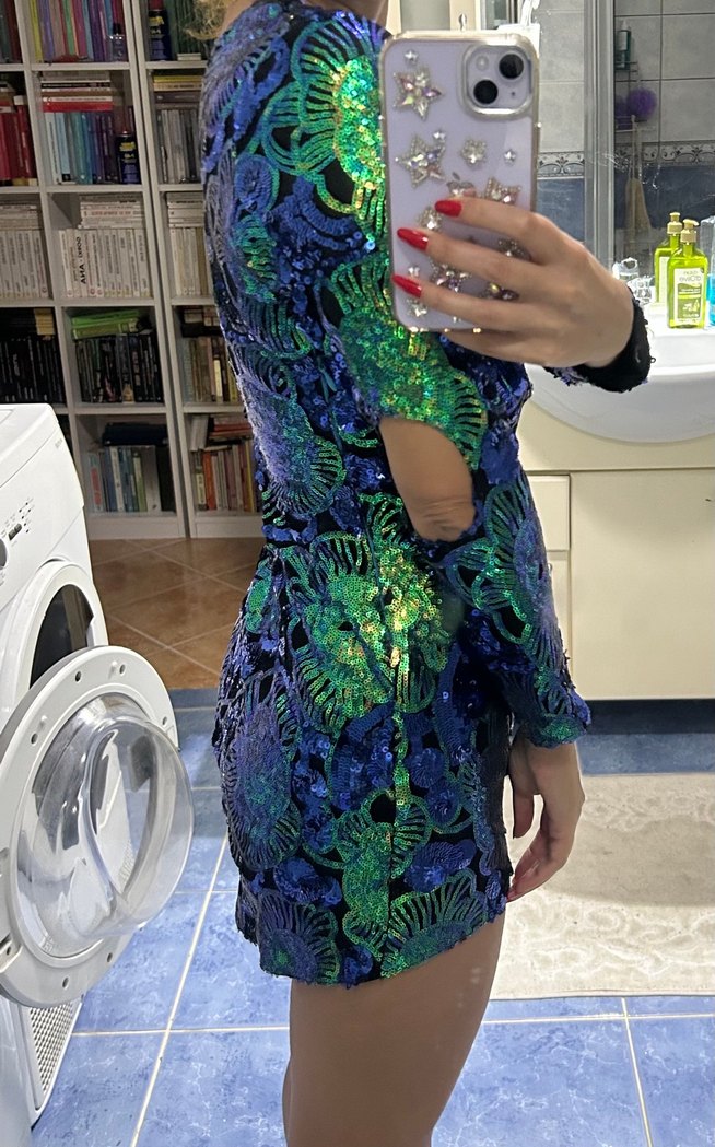 Renkli Payetli Mini elbise - Görsel 3