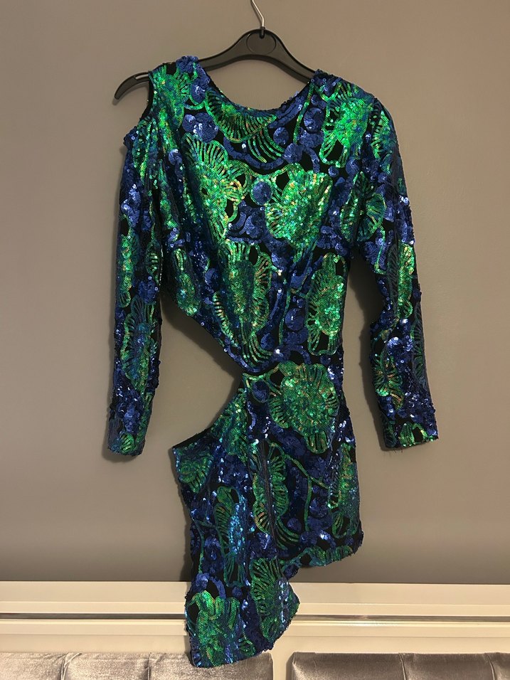 Renkli Payetli Mini elbise - Görsel 5